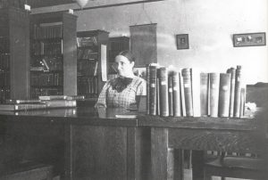 Sparks at the reference desk (date unknown; circa 1916)